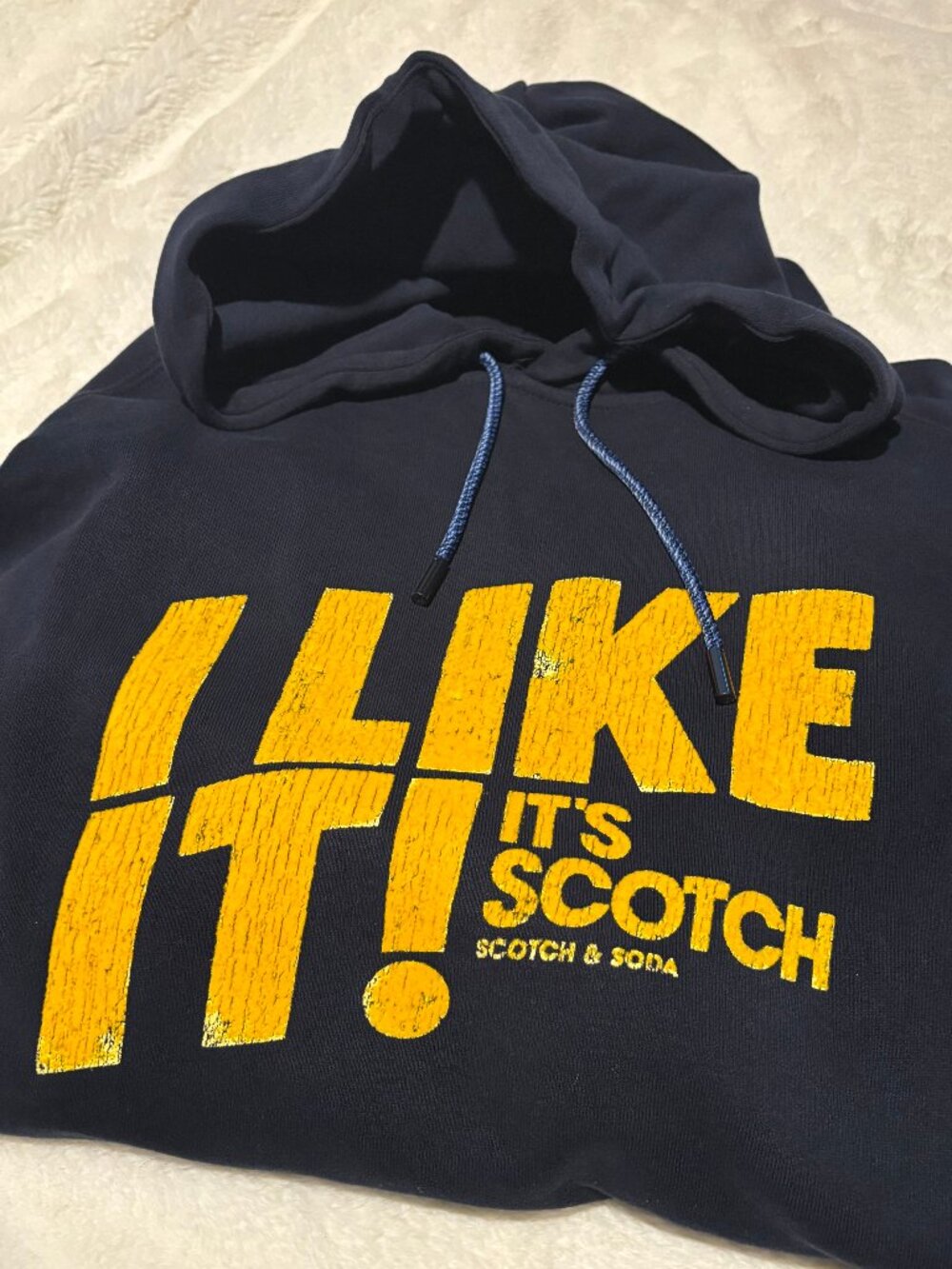 Scotch & Soda Graphic Hoodie – Navy Blue – Bold Logo – New With Tags